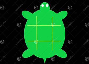 Outline Simple Shape Icon of a Green Turtle Terrapin Black Backdrop Stock Illustration ...