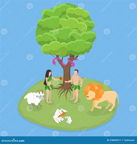 3D Isometric Flat Vector Conceptual Illustration of Garden of Eden ...