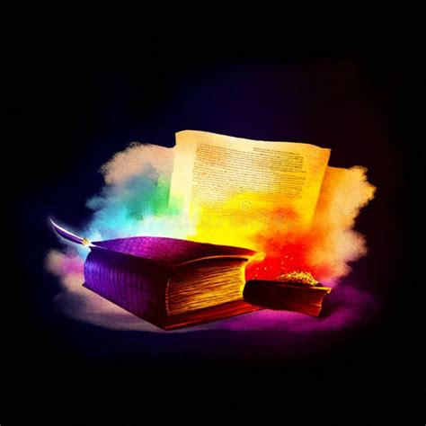 Colorful Magic Book on a Black Background. the Concept of Reading and ...