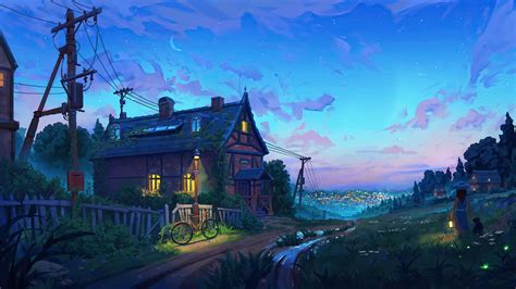 1920x1080 Resolution Village Scenery Digital Art 1080P Laptop Full HD ...