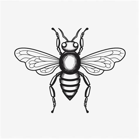 Premium Photo | A black and white drawing of a bee with a round face generative ai