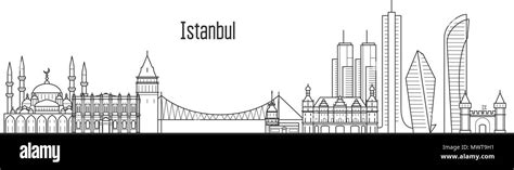 Istanbul city skyline - towers and landmarks cityscape in liner style ...