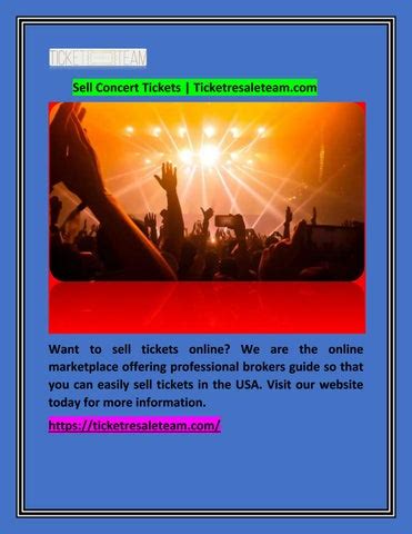 Best Way to Sell Concert Tickets | Ticketresaleteam.com by Ticket ...