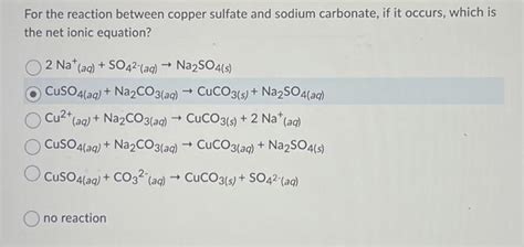 Solved For the reaction between copper sulfate and sodium | Chegg.com