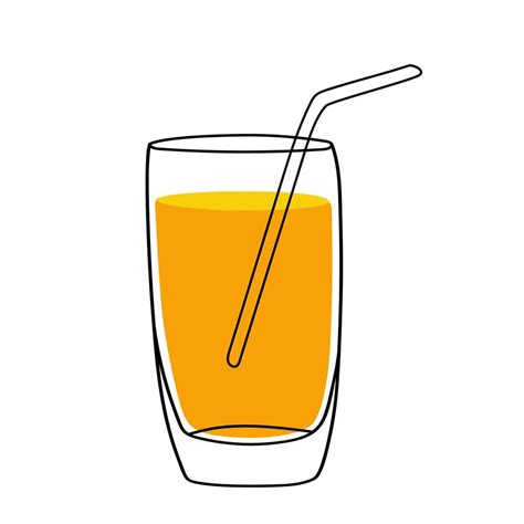 Orange Juice Glass with a Straw in Doodle Style. 5205698 Vector Art at Vecteezy