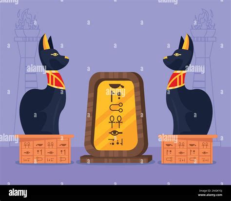 bastet statues and hieroglyphs Stock Vector Image & Art - Alamy