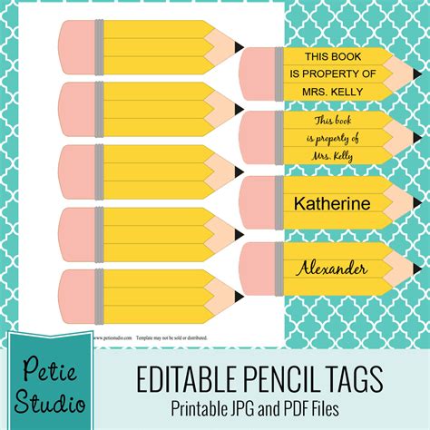 Free Printable Pencil Labels - Petie Studio Illustration | School ...