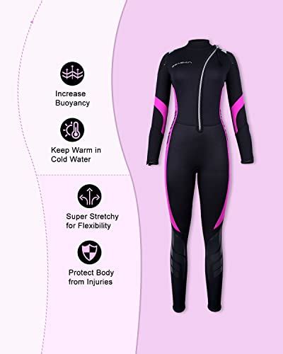 Seaskin Wetsuit Women 3mm Neoprene Full Body Diving Suits Front Zip Wetsuit for Diving ...