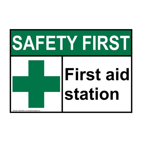 ANSI EMERGENCY First Aid Station Sign ASE-9449 Emergency Response