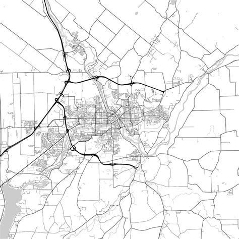 Sherbrooke , Quebec, Canada, downtown city map in light version with ...