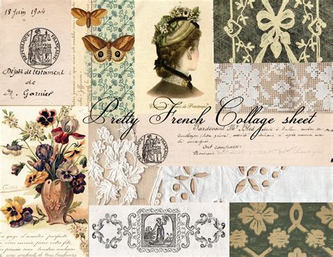 Five French Printable Collage Sheets Landscape Format - Etsy