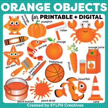 Orange Objects Moveable ClipArt for ESL Activities by SYLPH Creatives