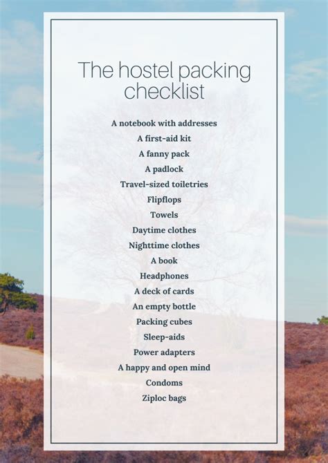 The hostel packing checklist: A man's printable checklist | Packing ...