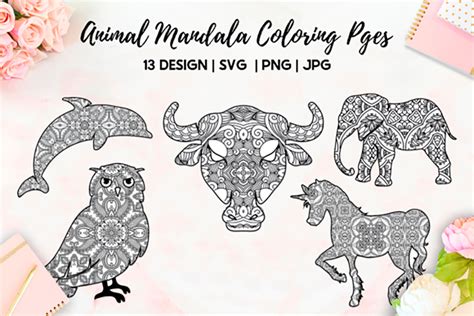 Animals Mandala Coloring Pages SVG Free Craft Design - LinkedGo Vinyl