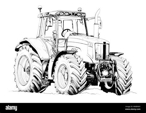 Tractor drawing Black and White Stock Photos & Images - Alamy