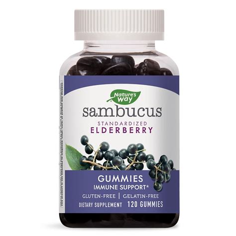 Nature's Way Sambucus Elderberry Herbal Gummies, Gluten Free (120 Count) - Walmart.com - Walmart.com