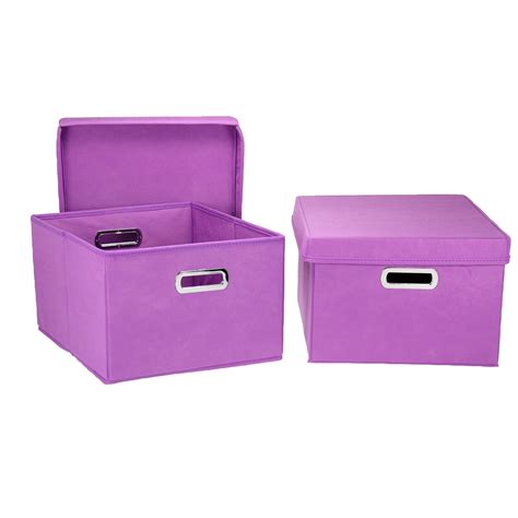 Household Essentials Fabric Storage Boxes with Lids and Handles | eBay