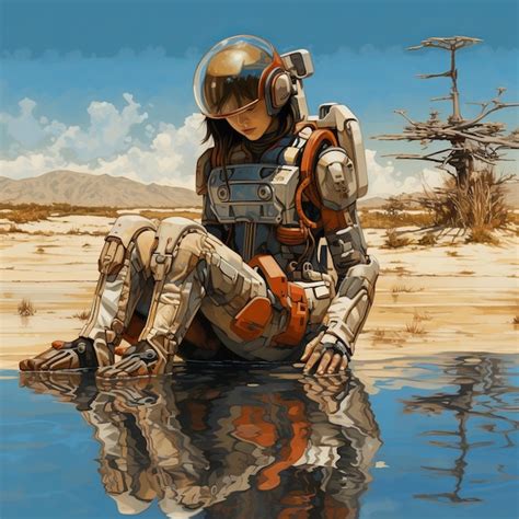 Premium AI Image | illustration of Ukiyoe Japanese woman in mech suit rendered in Uk