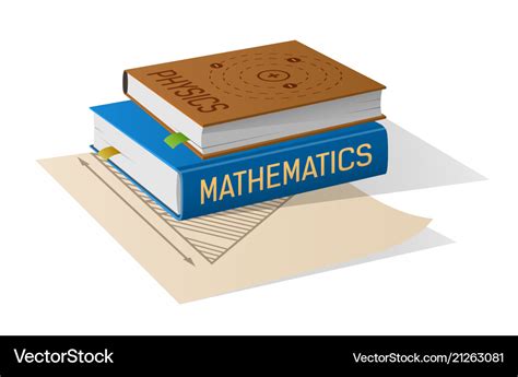 Physics and mathematics books on sheet of paper Vector Image