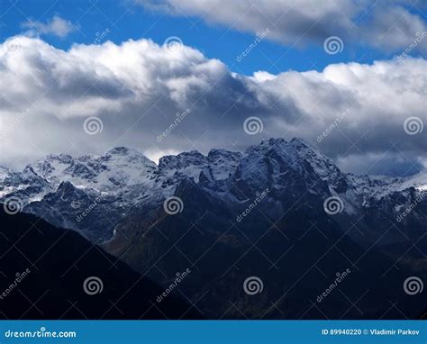 Mountain landscape stock photo. Image of cloud, snow - 89940220