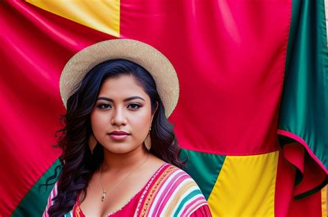 Premium AI Image | A woman stands in front of a flag that says'el salvador'on it