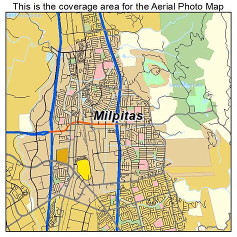 Aerial Photography Map of Milpitas, CA California