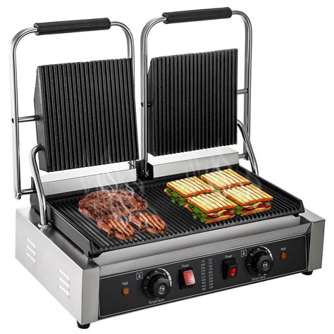 VEVOR 110V Commercial Sandwich Panini Press Grill 2X1800W 122°F-572°F - Walmart.com - Walmart.com