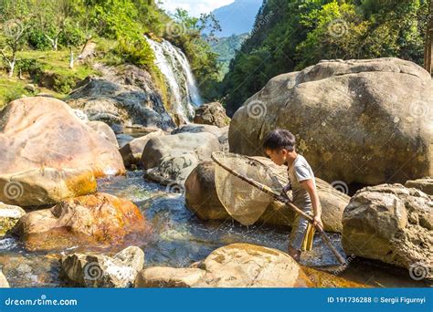 Boy Fishing at the River in Sapa Editorial Stock Photo - Image of countryside, myanmar: 191736288