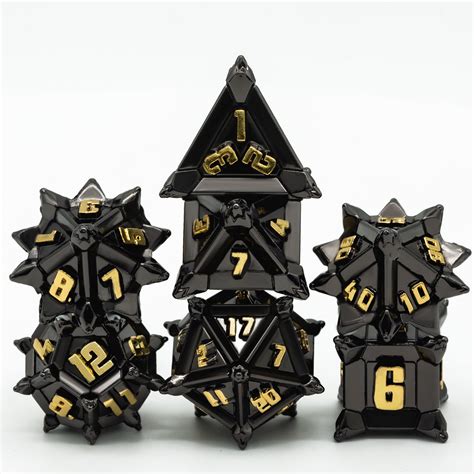 Cusdie Pinwheel Metal D&D Dice Set, 7 Pcs DND Dice, Polyhedral Dice Set ...