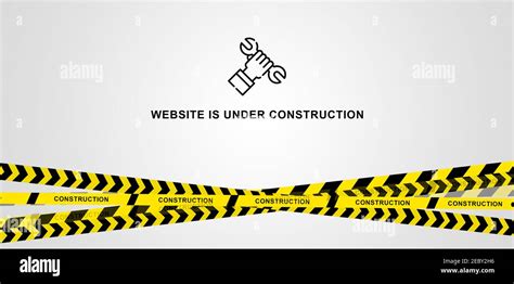 Website is under construction banner design with warning signs. Modern ...