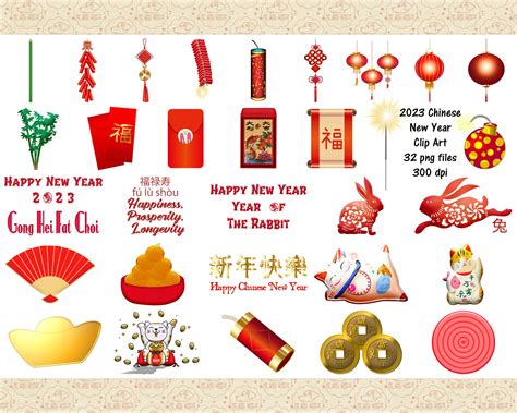 Chinese New Year 2023 Clip Art Year of the Rabbit Gong Hei - Etsy