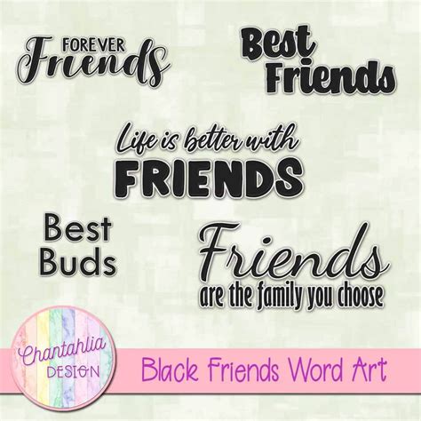 Free Black Friends Word Art Design Elements