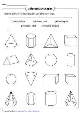 Identifying and Labeling 3D Shapes Worksheets