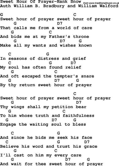 Country, Southern and Bluegrass Gospel Song Sweet Hour Of Prayer-Hank ...