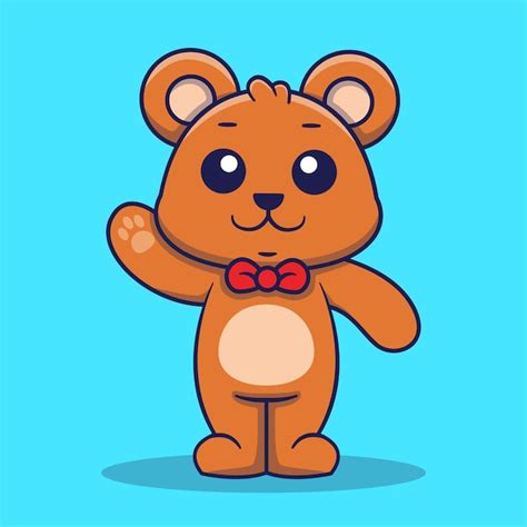 Premium Vector | Cute bear waving mascot logo vector illustration