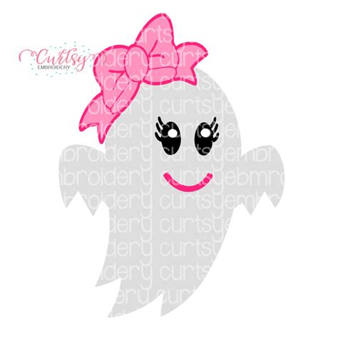 Cute Girl Ghost SVG Design - Curtsy Embroidery