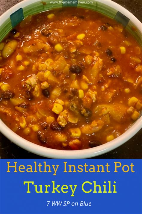 Make this delicious Instant Pot Turkey Chili. Packed with veggies and beans, It's 7 WW SP on the ...