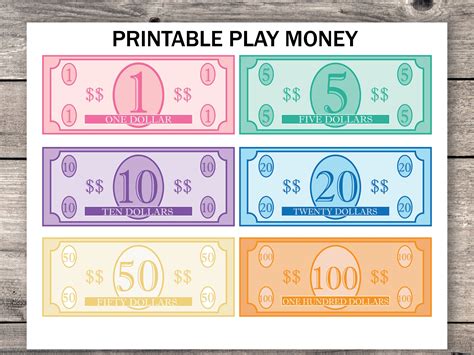 Printable Play Money, Pretend Play Money, Play Food Money, Learning ...