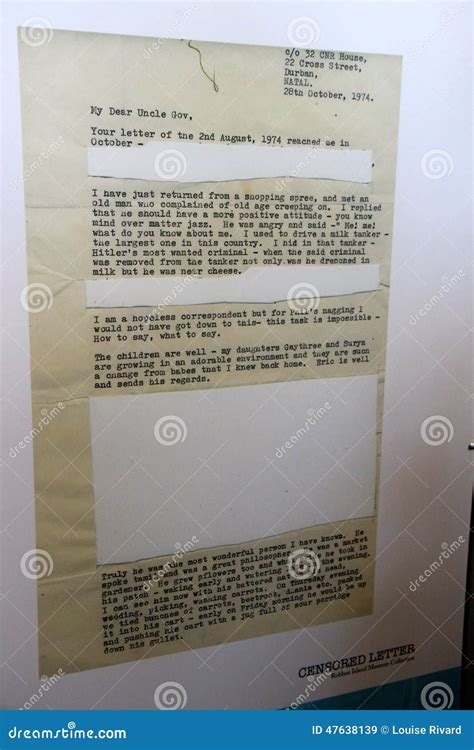 Robben Island Prisoners Letter Editorial Stock Image - Image of freedom, place: 47638139