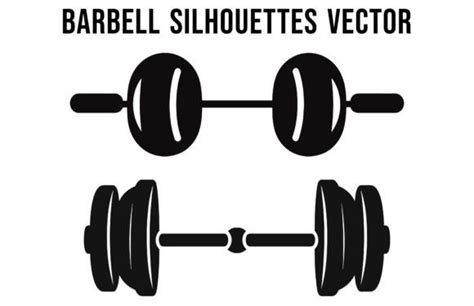 2 Barbell Silhouette Vector Clipart Set Designs & Graphics