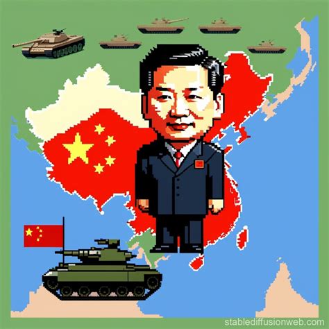 Xi Jinping on China Map with Tanks | Stable Diffusion Online