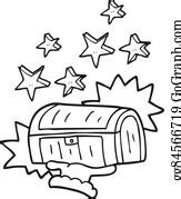 640 Black And White Cartoon Treasure Chest Clip Art | Royalty Free - GoGraph