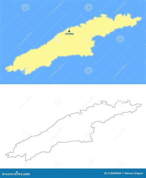 Hydra Island Map - Cdr Format Stock Vector - Illustration of vector ...