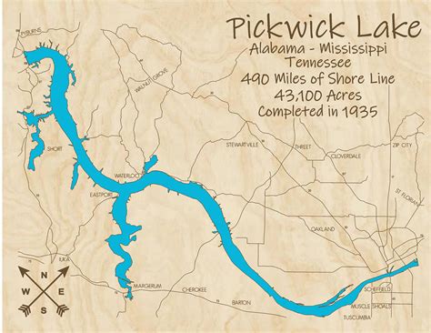 Pickwick Lake Wood Map Multi-layered and Large Sized | Etsy