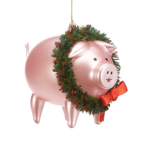 Pig with Wreath Christmas Ornament | Gump's