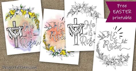 Printable Easter Cards - He is Risen - Delightful Paths