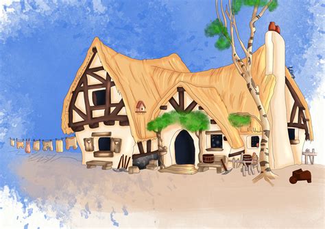 Disney Snow White and the 7 Dwarfs the Dwarfs Cottage Disney Art ...