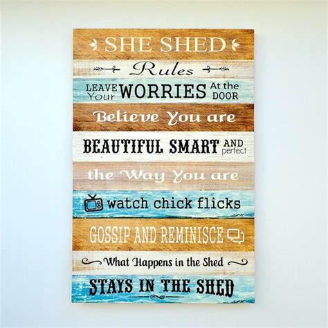 Trinx She Shed Rules - Unframed Textual Art Print on MDF | Wayfair