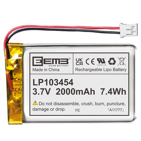 Buy EEMB Lithium Polymer Battery 3.7V 2000mAh 103454 Lipo Rechargeable ...