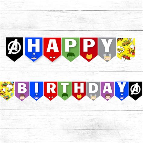 Marvel Birthday Banner Avengers Birthday Banner Birthday - Etsy